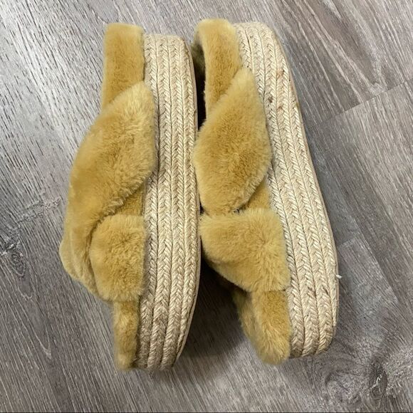 JEFFREY Campbell 60MM Faux Fur Platform Slide Sandal EU 38 Camel - Picture 7 of 8